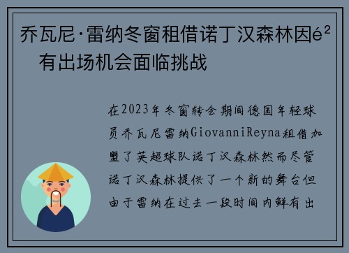 乔瓦尼·雷纳冬窗租借诺丁汉森林因鲜有出场机会面临挑战
